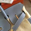 Hermes Blue Lin Clemence Birkin 35cm Handmade Bag - Image 3