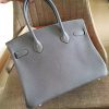 Hermes Blue Lin Clemence Birkin 35cm Handmade Bag - Image 4
