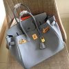 Hermes Blue Lin Clemence Birkin 35cm Handmade Bag - Image 6