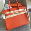 Hermes Orange Clemence Birkin 35cm Handmade Bag - Image 7