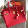 Hermes Red Clemence Birkin 35cm Handmade Bag - Image 4