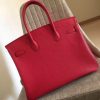 Hermes Red Clemence Birkin 35cm Handmade Bag - Image 6