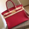 Hermes Red Clemence Birkin 35cm Handmade Bag - Image 8