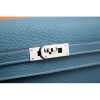 Hermes Kelly Longue Wallet In Jean Blue Clemence Leather - Image 7