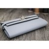 Hermes Kelly Longue Wallet In Blue Lin Epsom Leather - Image 4