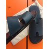 Hermes Navy Blue Epsom Izmir Sandals - Image 5