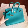 Hermes Blue Paon Epsom Birkin 25cm Handmade Bag - Image 4