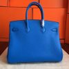 Hermes Blue Hydar Clemence Birkin 35cm Handmade Bag - Image 2
