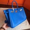 Hermes Blue Hydar Clemence Birkin 35cm Handmade Bag - Image 4