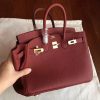 Hermes Bordeaux Clemence Birkin 25cm Handmade Bag - Image 2