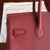 Hermes Bordeaux Clemence Birkin 25cm Handmade Bag - Image 5
