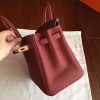 Hermes Bordeaux Clemence Birkin 25cm Handmade Bag - Image 7
