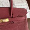 Hermes Bordeaux Clemence Birkin 25cm Handmade Bag - Image 9