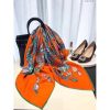 Hermes Orange Parures Precieuses Silk Shawl - Image 3