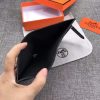 Hermes classic crocodile pattern H buckle two-fold short women wallet black - Image 8
