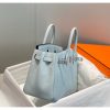 Hermes Birkin 25cm Bag In Blue Brume Clemence Leather - Image 7