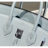 Hermes Birkin 25cm Bag In Blue Brume Clemence Leather - Image 6
