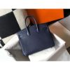 Hermes Navy Blue Clemence Birkin 25cm Handmade Bag - Image 2