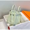 Hermes Birkin 25cm Bag In Vert Fizz Clemence Leather - Image 4