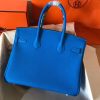 Hermes Birkin 30cm 35cm Bag In Blue Clemence Leather - Image 2