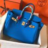 Hermes Birkin 30cm 35cm Bag In Blue Clemence Leather - Image 3