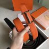 Hermes H d'Ancre Reversible Belt In Orange/Noir Leather - Image 4
