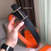 Hermes H d'Ancre Reversible Belt In Orange/Noir Leather - Image 2