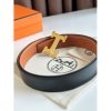 Hermes H Reversible Belt 38MM in Gold Clemence Leather - Image 5