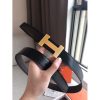 Hermes Quizz 32mm Reversible Belt In Cafe Clemence Leather - Image 2