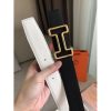 Hermes Tonight 38MM Reversible Belt In Black/White Epsom Leather - Image 2