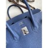 Hermes Birkin 25 Retourne Handmade Bag In Blue Agate Epsom Calfskin - Image 3