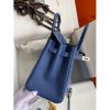 Hermes Birkin 25 Retourne Handmade Bag In Blue Agate Epsom Calfskin - Image 8