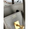 Hermes Birkin 25 Sellier Handmade Bag In Etain Epsom Calfskin - Image 3