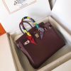 Hermes Birkin 25 Handmade Bag In Burgundy Swift Leather - Image 2