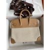 Hermes Birkin 25 Handmade Bag In Toile & Chai Epsom Leather - Image 2
