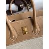 Hermes Birkin 25 Handmade Bag In Toile & Chai Epsom Leather - Image 6