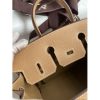 Hermes Birkin 25 Handmade Bag In Toile & Chai Epsom Leather - Image 8