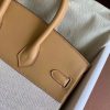 Hermes Birkin 25 Handmade Bag In Toile & Biscuit Swift Leather - Image 3