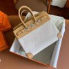 Hermes Birkin 25 Handmade Bag In Toile & Biscuit Swift Leather - Image 5