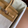 Hermes Birkin 25 Handmade Bag In Toile & Biscuit Swift Leather - Image 7
