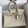 Hermes Birkin 35CM Retourne Handmade Bag In Craie Clemence Leather