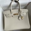 Hermes Birkin 30CM Retourne Handmade Bag In Craie Epsom Calfskin