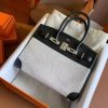 Hermes Birkin 30 Handmade Bag In Toile & Black Swift Leather - Image 6