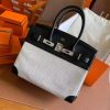 Hermes Birkin 30 Handmade Bag In Toile & Black Swift Leather - Image 9