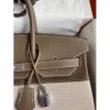 Hermes Birkin 35 Handmade Bag In Toile & Taupe Clemence Leather - Image 3