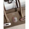 Hermes Birkin 35 Handmade Bag In Toile & Taupe Clemence Leather - Image 6