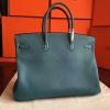 Hermes Birkin 40 Handmade Bag In Blue Jean Clemence Leather - Image 2