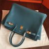 Hermes Birkin 40 Handmade Bag In Blue Jean Clemence Leather - Image 5