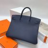 Hermes Navy Blue Clemence Birkin 40cm Handmade Bag - Image 2