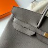Hermes Birkin 40 Retourne Handmade Bag In Etain Clemence Leather - Image 5